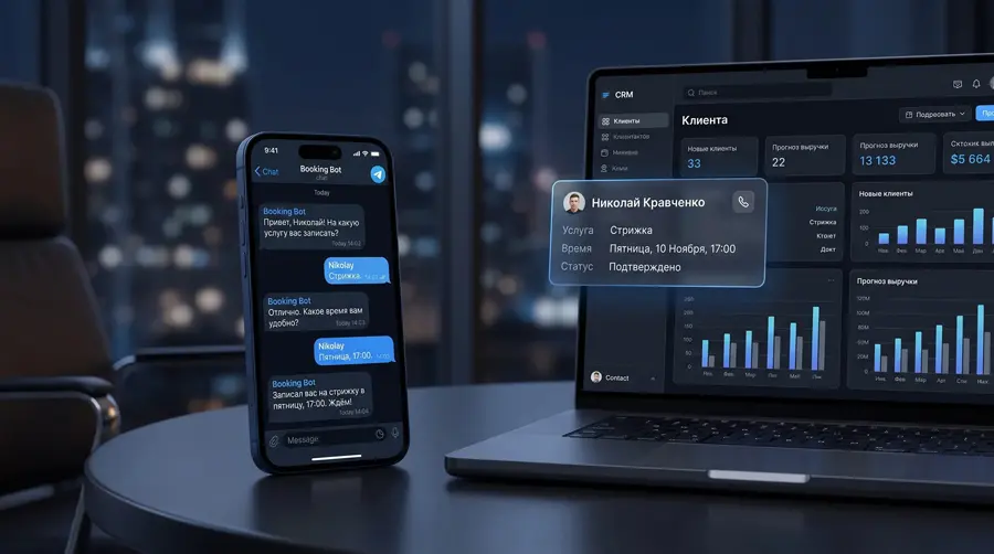 Telegram-бот для бизнеса — автоматическая запись клиентов и передача заявок в CRM